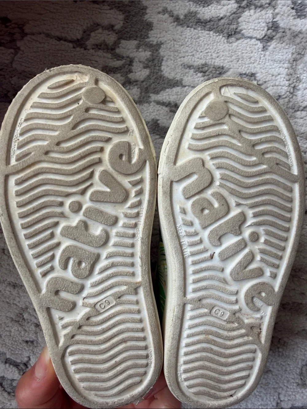 Native Shoes Kids Slip-On Tropical Leaf Print in Green and Yellow